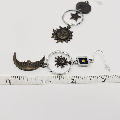 Sun Moon Asymmetric Long Earrings