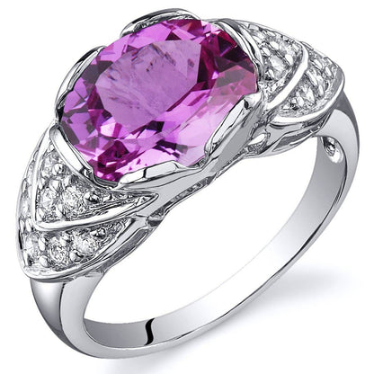 Lab-Grown Pink Sapphire Oval Cut Sterling Silver Ring Size 8
