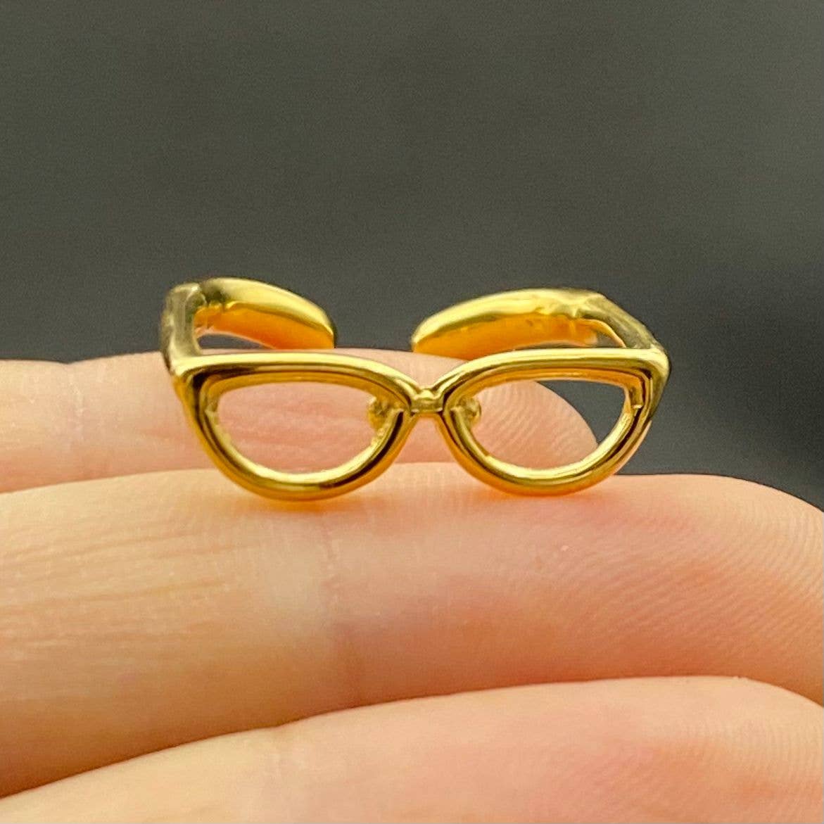 18K Gold Plated Glasses Ring