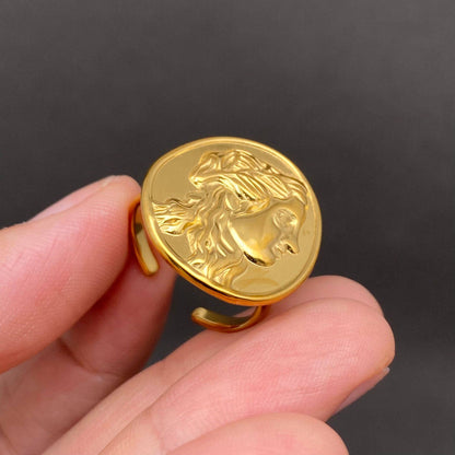 Coin ☆ 18K Gold Plated Stainless Steel Adjustable Ring