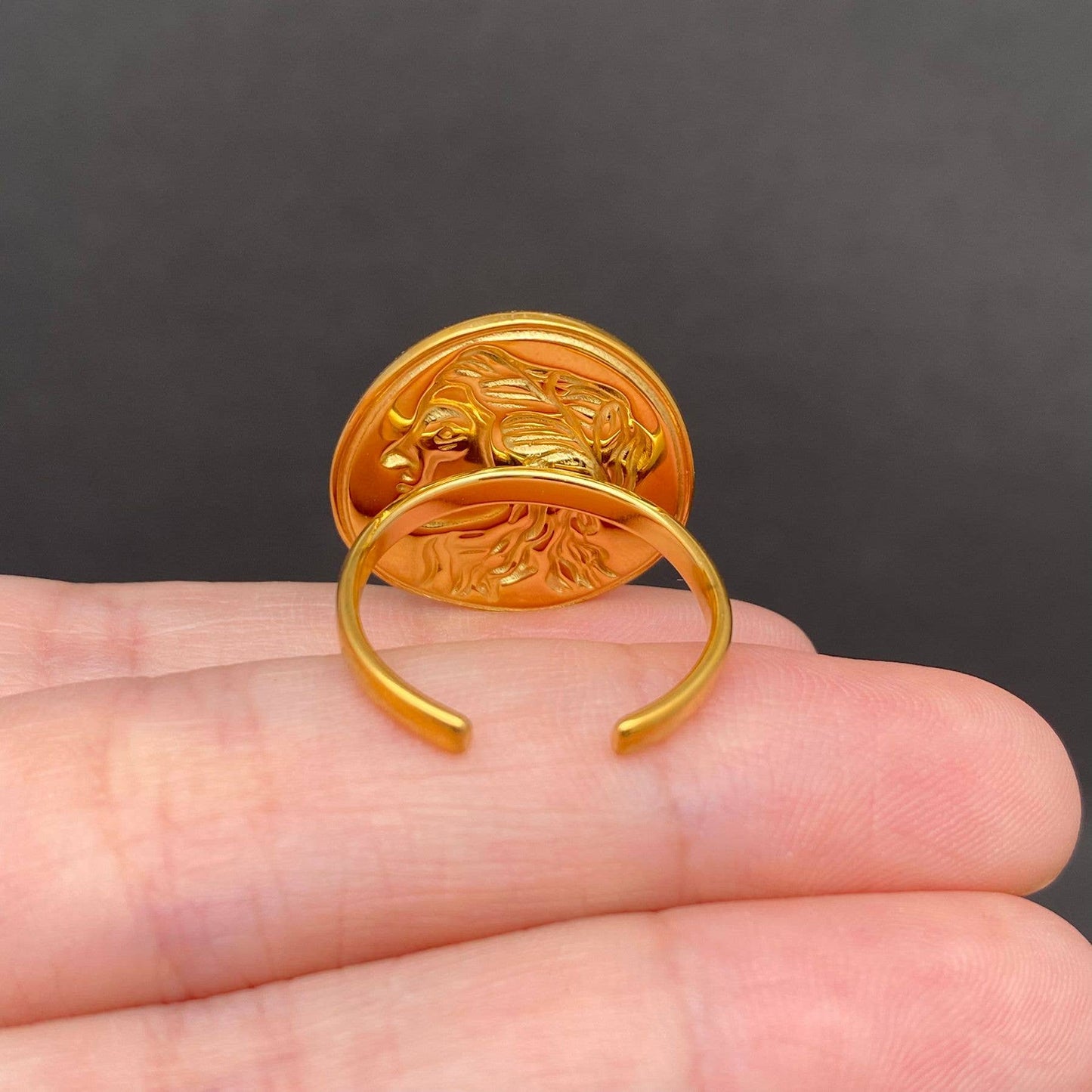 Coin ☆ 18K Gold Plated Stainless Steel Adjustable Ring
