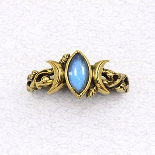 Bronze Triple Moon Band with Labradorite
