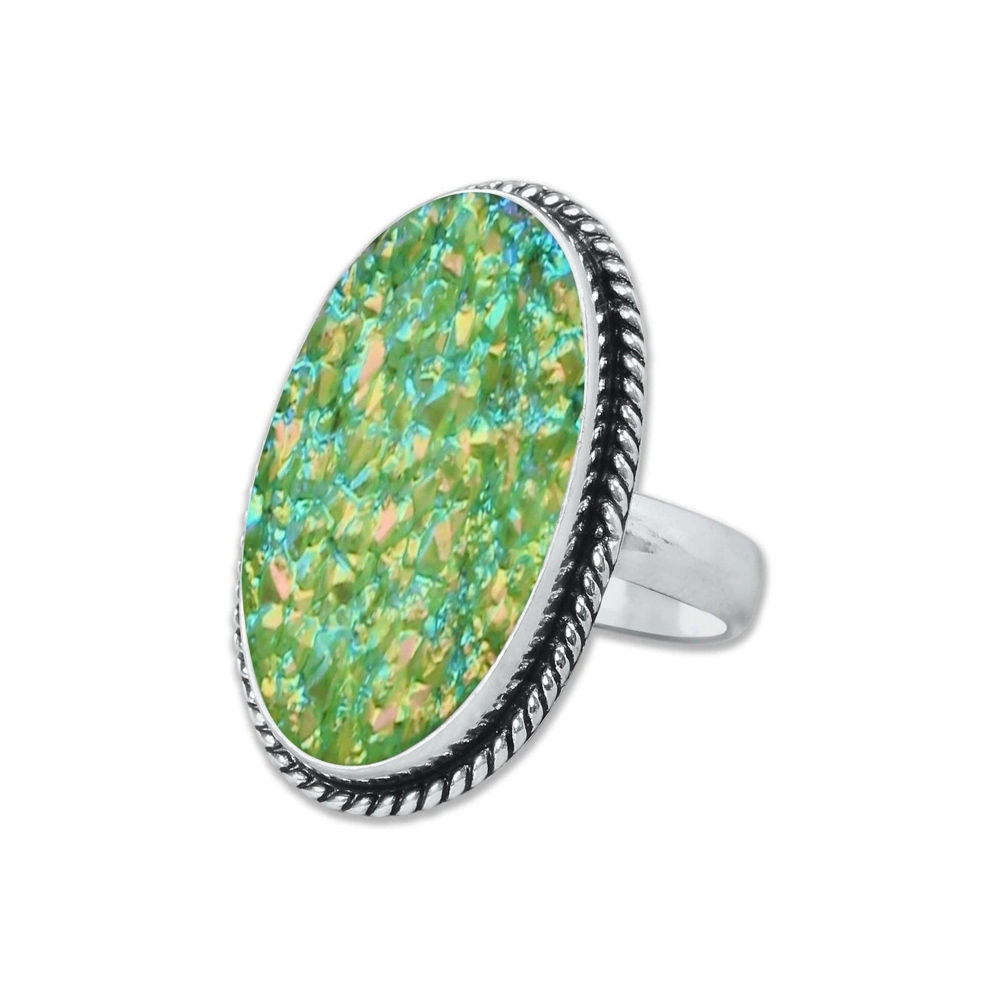 Titanium Druzy Rings – Handmade & Silver-Plated ☆ Sizes 6-10