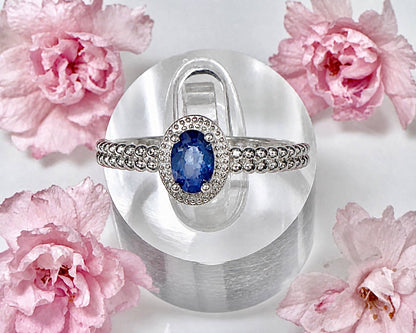 Natural Sapphire White Bronze & Rhodium 