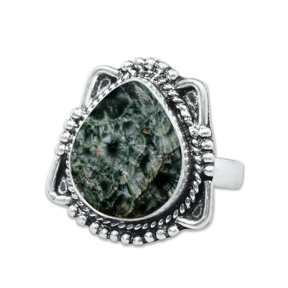 Seraphinite Rings – Handmade, Silver-Plated ☆ Angelic Green Gemstone