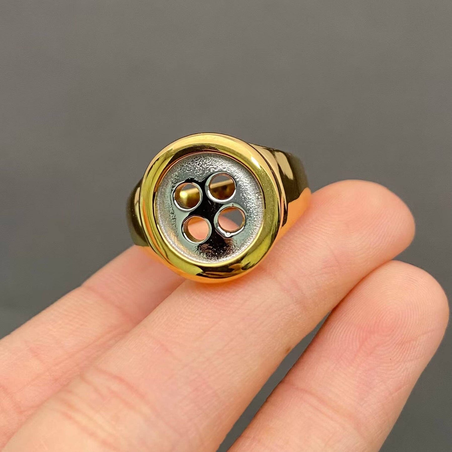 Button Two Tone 18K Gold Plated