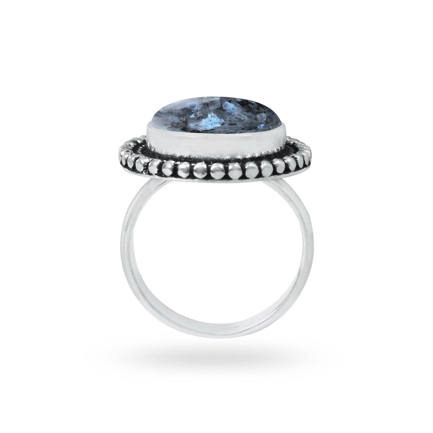 Larvikite Rings ☆ Norwegian Moonstone ☆ Handmade, Silver-Plated