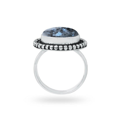 Larvikite Rings ☆ Norwegian Moonstone ☆ Handmade, Silver-Plated