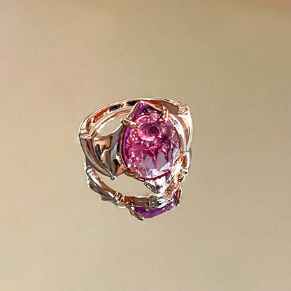 Creative Bat Ring with Purple Diamond, Fashion Statement Jew