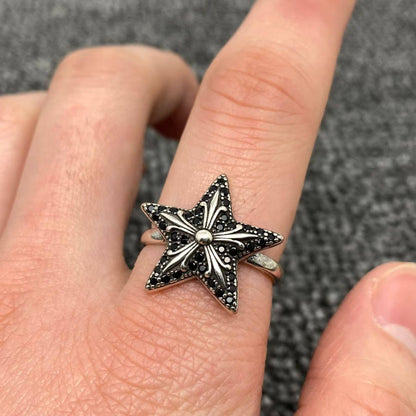 Vintage Style Rhinestone Star Adjustable Ring