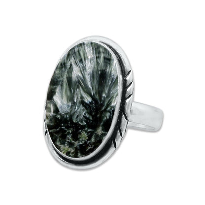 Seraphinite Rings – Handmade, Silver-Plated ☆ Angelic Green Gemstone