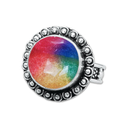 Rainbow Quartz Rings 🌈 Handmade & Silver-Plated, Colored Semiprecious Gemstone (US Sizes 6–10)