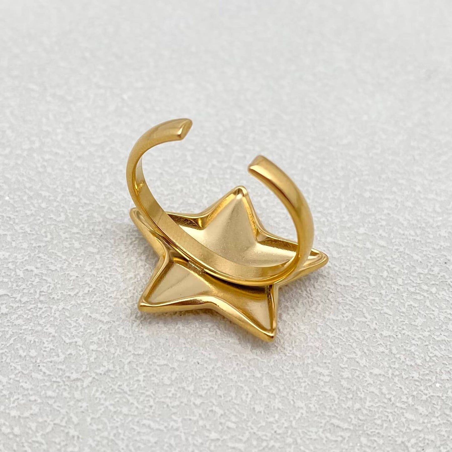 Glossy Star 18K Gold Adjustable Ring