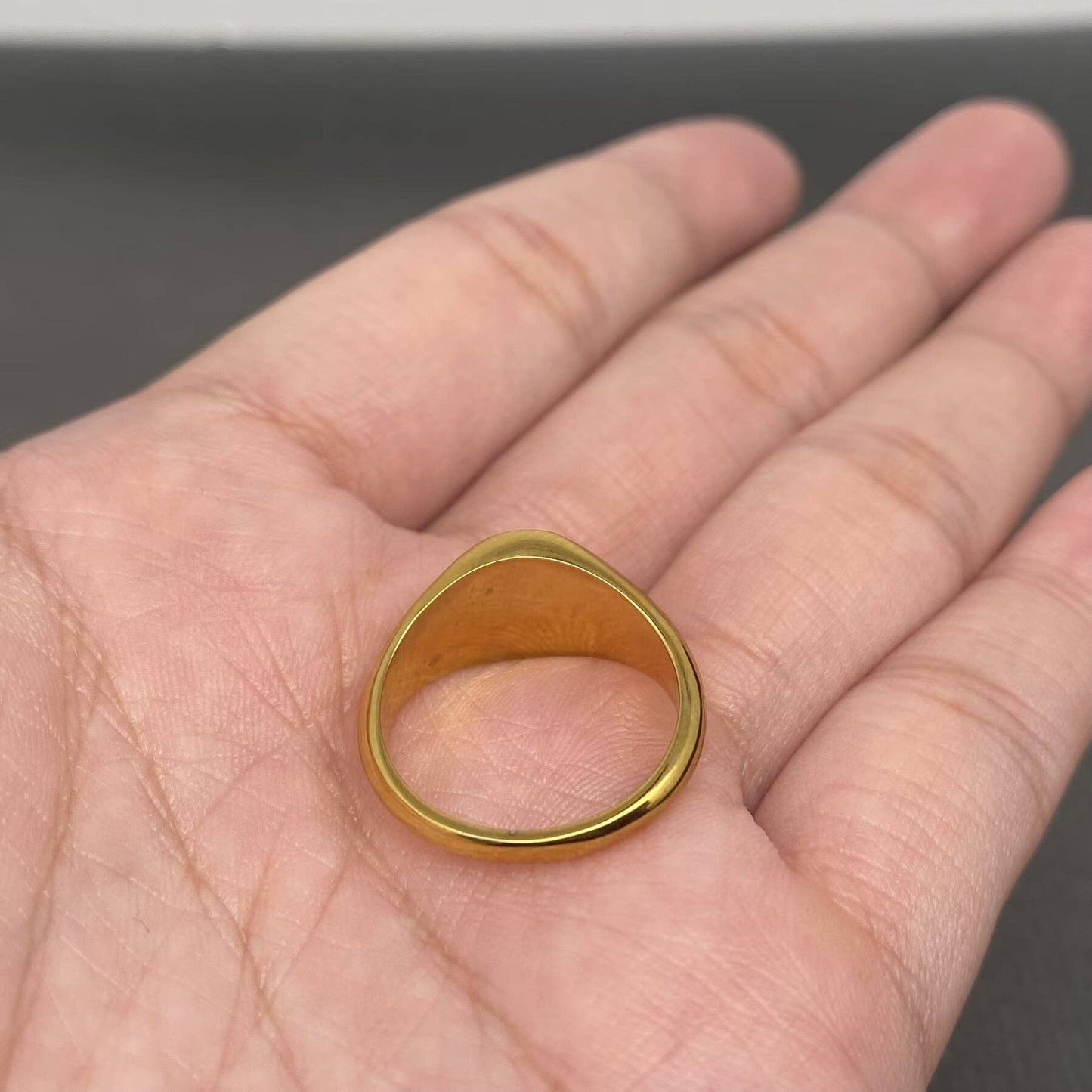 Two Tone Sun Signet 18K Gold Plated Stainless Steel Ring