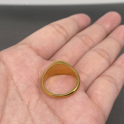 Two Tone Sun Signet 18K Gold Plated Stainless Steel Ring