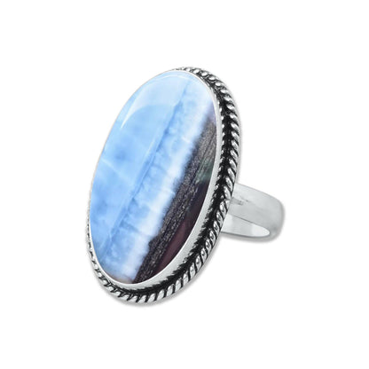 Blue Owyhee Opal Rings ☆ Handmade, Silver-Plated, Soft Sky-Toned Gemstone