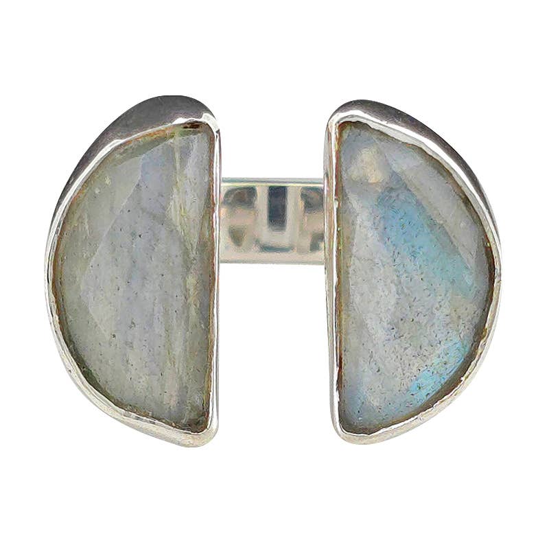 Faceted Labradorite Sterling Silver Adjustable Ring