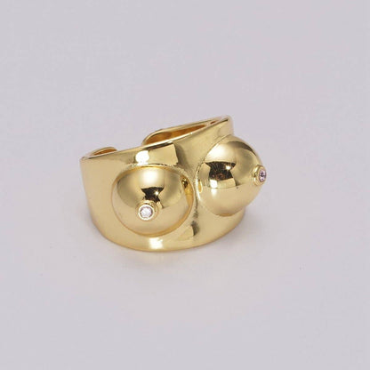 Breasts Ring ☆ Boobs in Gold or Silver, Adjustable