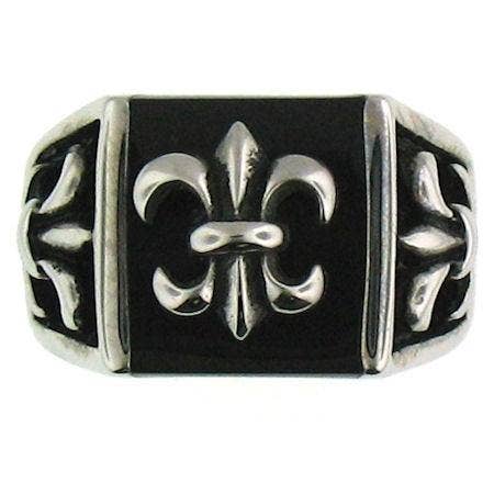 Black Fleur De Lis Signet Ring ☆ Stainless Steel