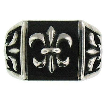 Black Fleur De Lis Signet Ring ☆ Stainless Steel