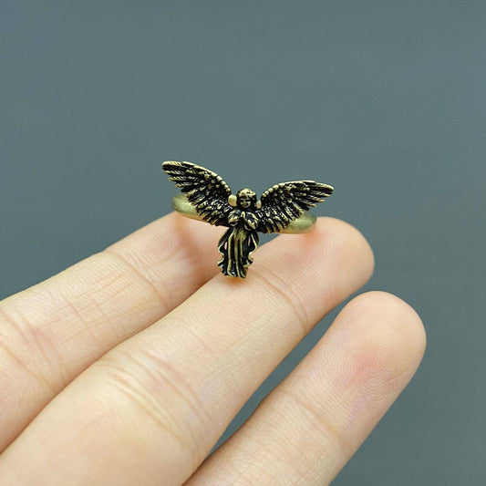 Vintage Style Angel Bronze Adjustable Ring