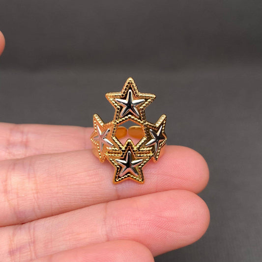 Two-tone Star 18K Gold Plated Ring