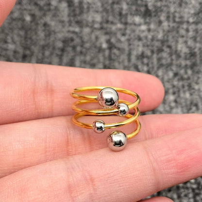 Two Tone Steel Ball 18K Gold Plated Stainless Steel Ring