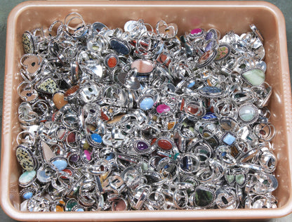 Gemstone Silver Plate Rings * Various Sizes & Stones