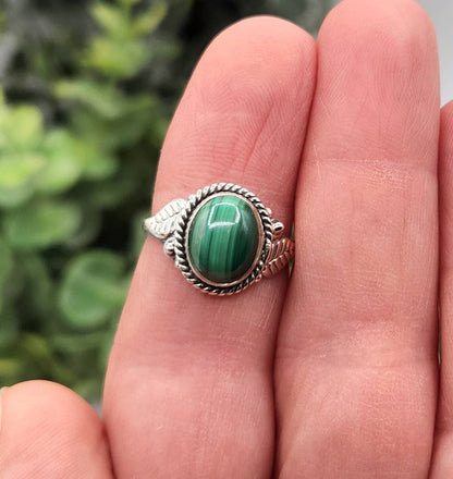 Malachite Semi-Precious Gemstone Sterling Silver (925) Ring
