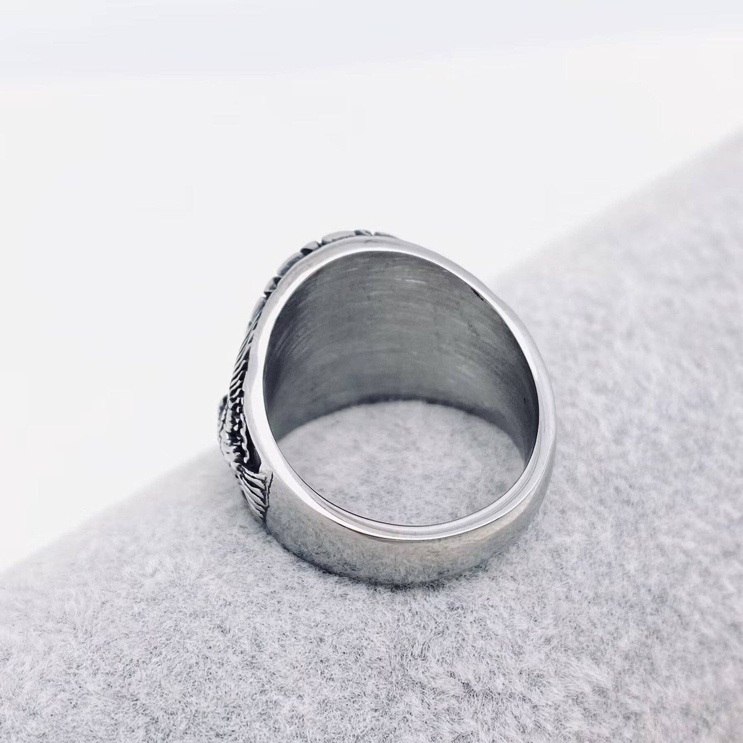 Stainless Steel Viking Rune Compass Ring