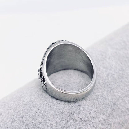 Stainless Steel Viking Rune Compass Ring