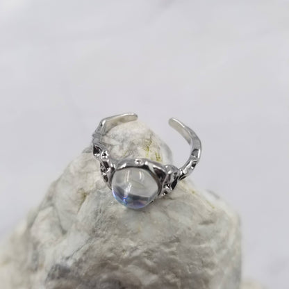 Adjustable Moonstone Crystal Ball Ring