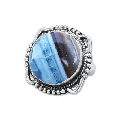 Blue Owyhee Opal Rings ☆ Handmade, Silver-Plated, Soft Sky-Toned Gemstone