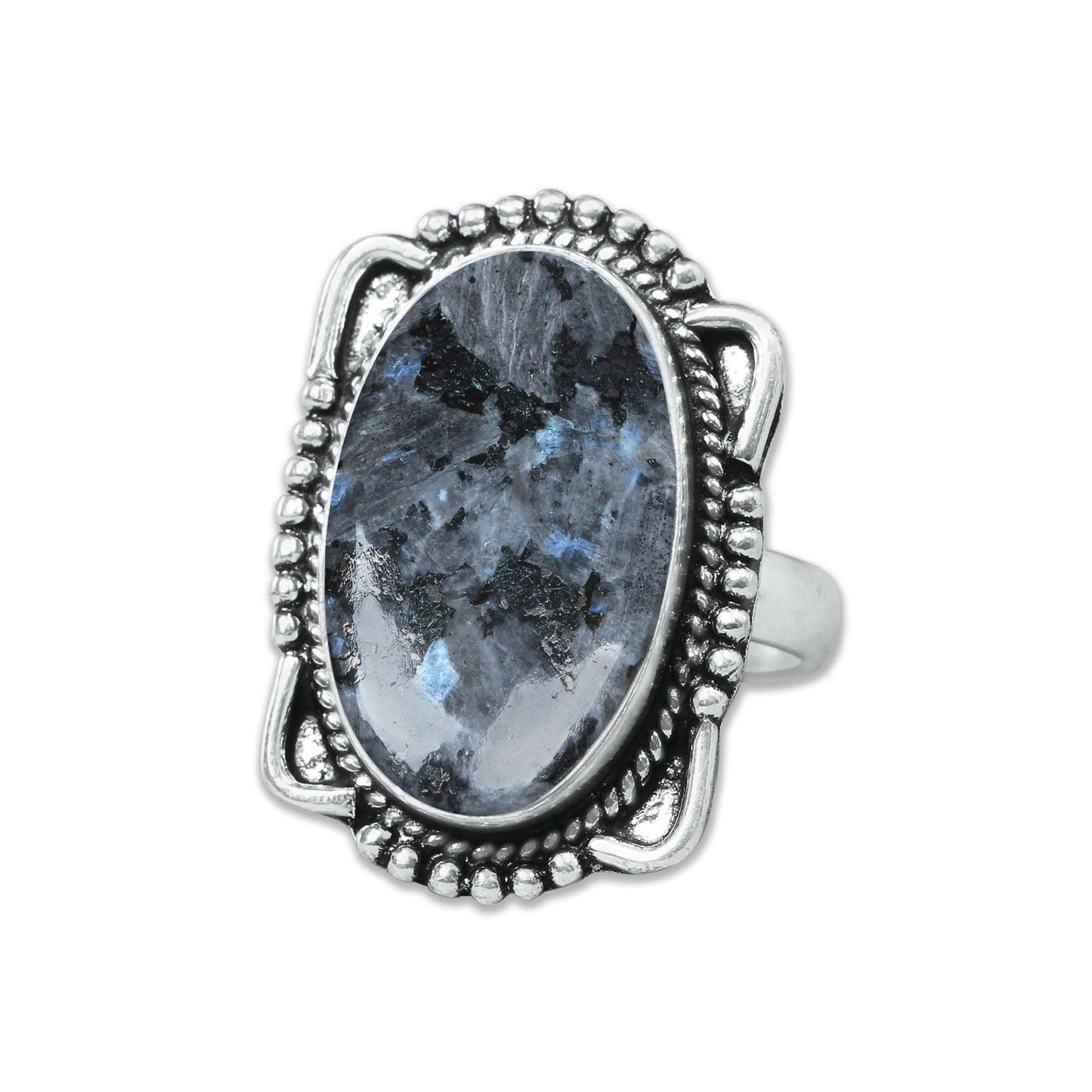 Larvikite Rings ☆ Norwegian Moonstone ☆ Handmade, Silver-Plated