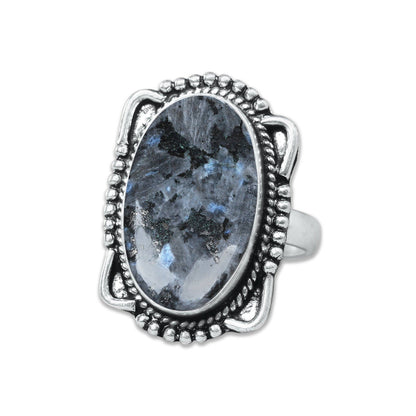 Larvikite Rings ☆ Norwegian Moonstone ☆ Handmade, Silver-Plated