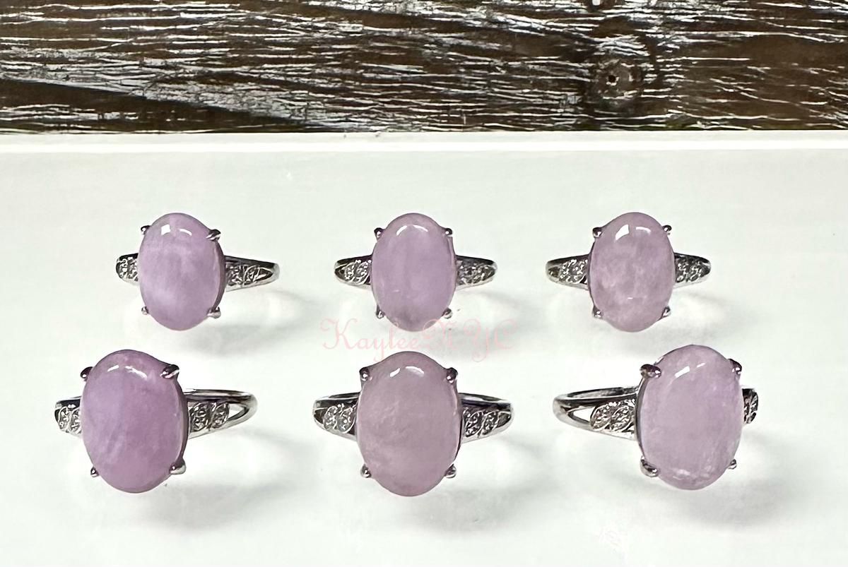 Natural Kunzite Ring White Bronze