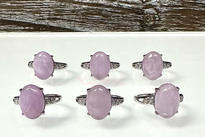 Natural Kunzite Ring White Bronze
