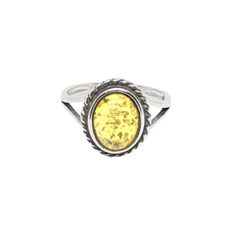 Citrine Amber Sterling Silver Ring