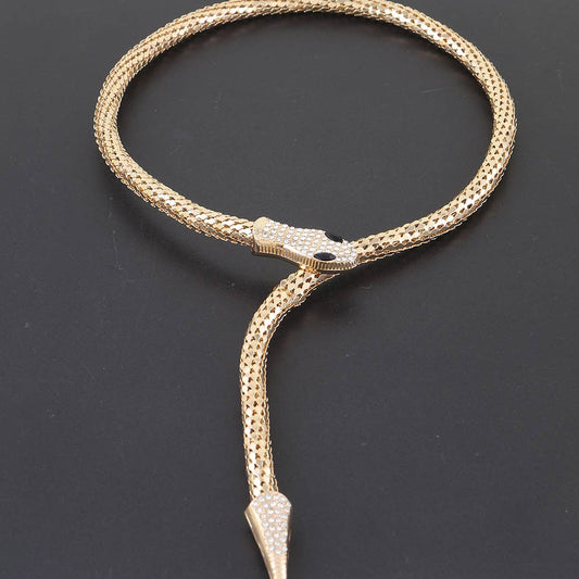 Jeweled Snake Wrap Choker Necklace