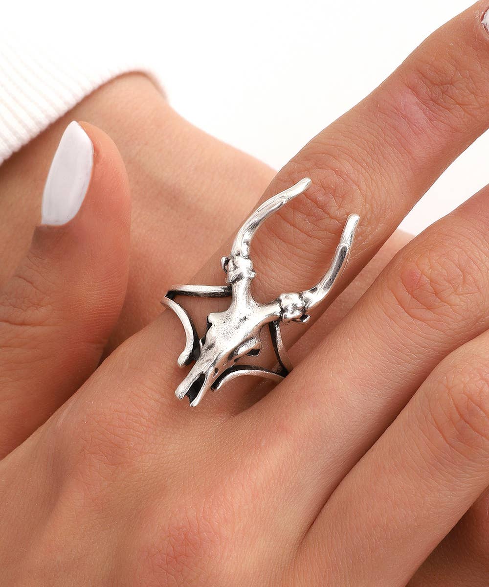 945 Turkish Silver Plated Bull Design Adjustable Ring