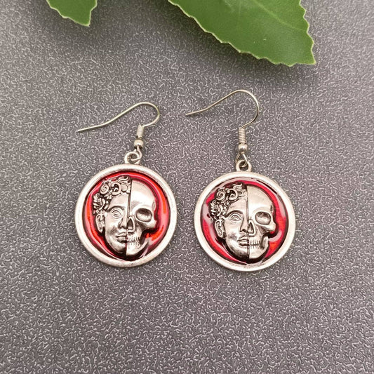 Memento Mori ◇ Half Face Half Skull Earrings