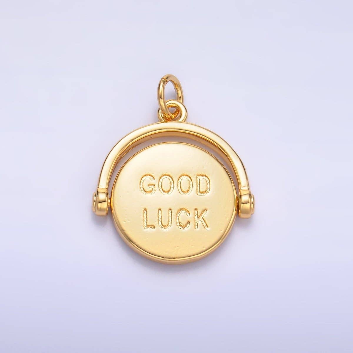 24K Gold Filled Double Sided "Good Luck / Try Again" Coin Charm on Chain in Gold or Silver
