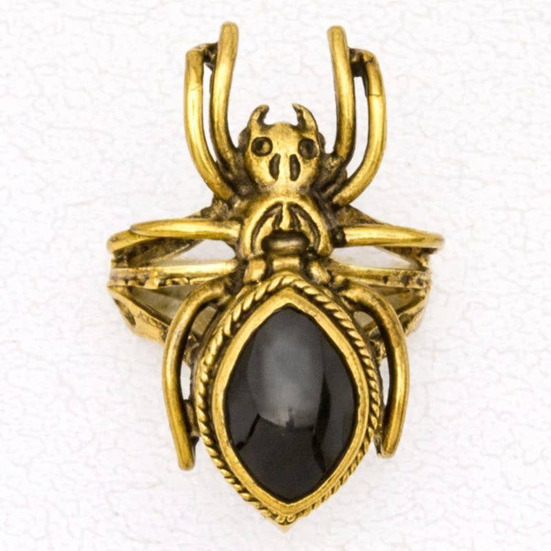 Bronze Spider Poison Ring * Black Widow