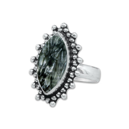 Seraphinite Rings – Handmade, Silver-Plated ☆ Angelic Green Gemstone