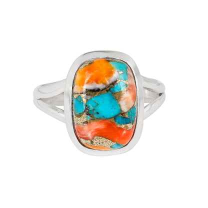 Sterling Silver Oyster Copper Turquoise Statement Ring