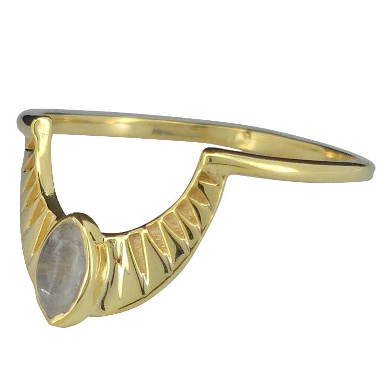 Moonstone Gold Plated Silver Ring