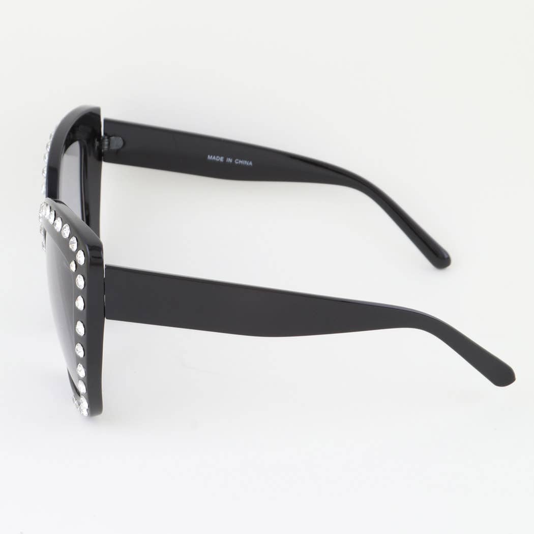 Glam Rhinestone Oversized Retro Cateye Sunglasses