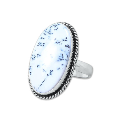 Dendrite Opal Ring ☆ Handmade, Silver-Plated (US Sizes 6–10)