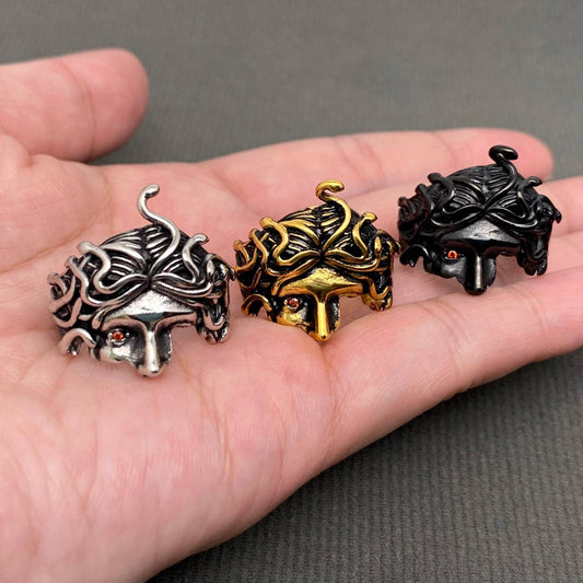 Stainless Steel Medusa Half Face Ring