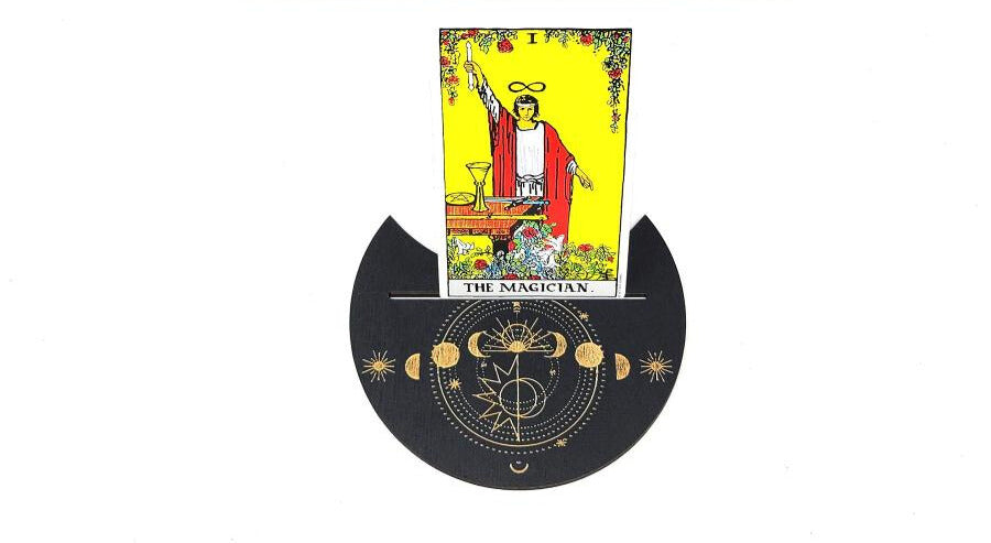 Wooden Tarot Card Holder with Moon Phase Design - 1 Card Crescent